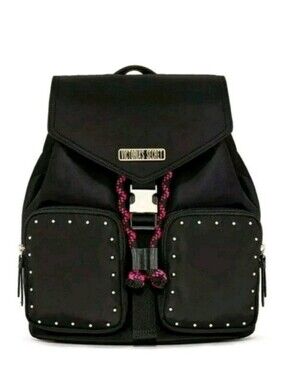 Victoria's Secret Getaway Cargo Black Backpack Pink Accents NWT